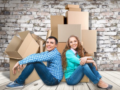 Business relocation preparation with labelled office boxes