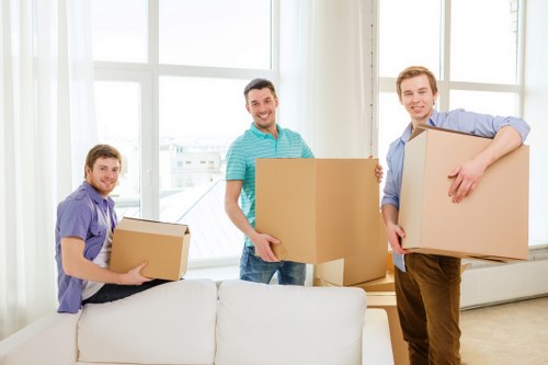 Packed boxes and furniture ready for house removals in Wood Green