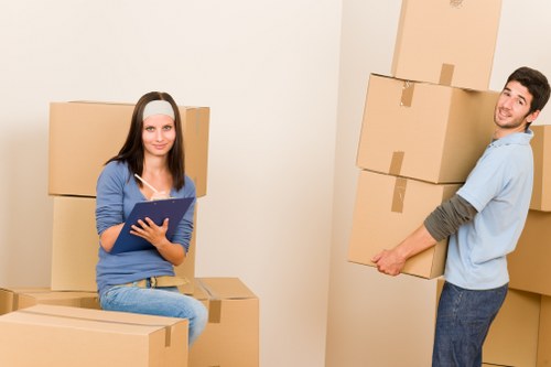 Prepared boxes and household items ready for van transport