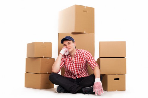 Office furniture and equipment being transported during a Wood Green commercial move