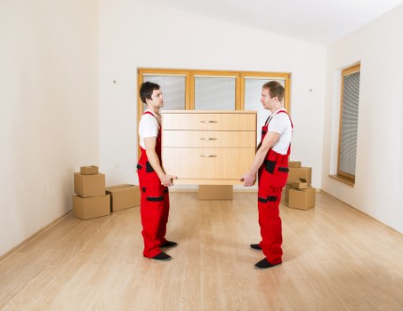 Secured furniture and equipment inside a moving van